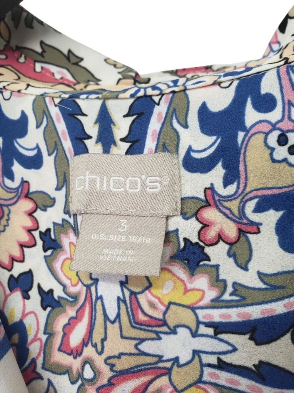 Chico's Paisley Floral Print Tunic Long Sleeve Button Front Shirt Blouse Duster - Picture 3 of 13